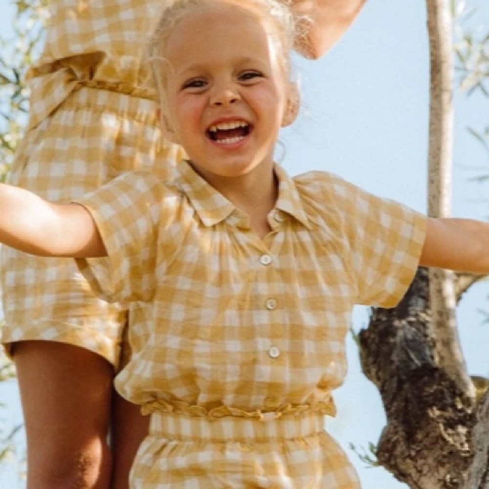 NWT Cleobella sun kissed joie gingham button front shirt blouse littles 6
